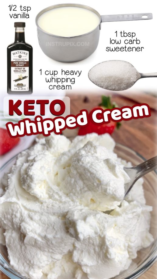 5 Minute Keto Whipped Cream Recipe (3 Ingredients)