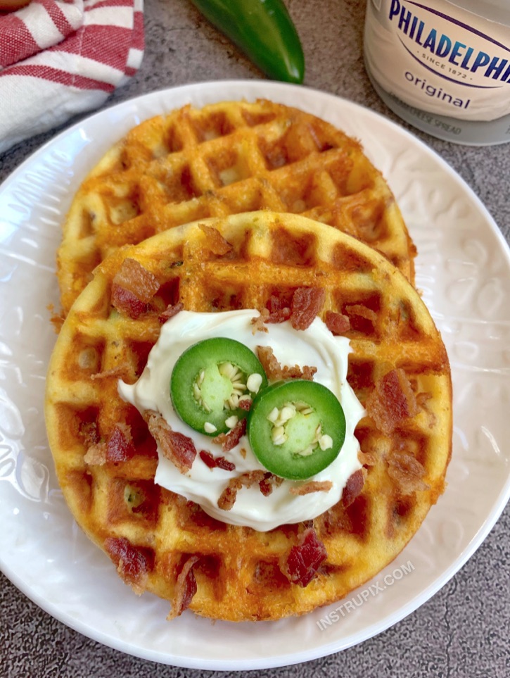 Easy Savory Chaffle Recipe -- Keto Jalapeno Popper Chaffles