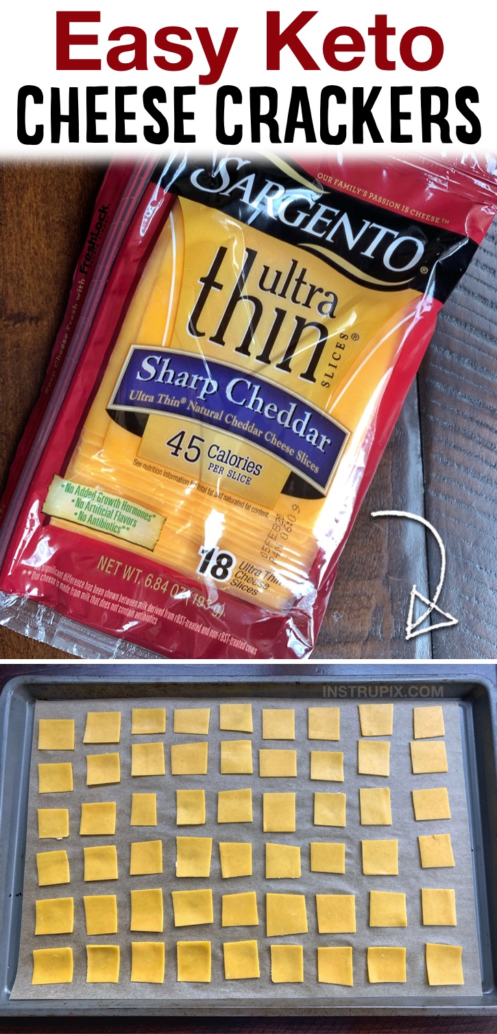 If you're looking for easy and yummy low carb snack ideas, these cheese crackers are made with just one ingredient and have almost zero carbs! You guessed it, cheese. They are so easy to bake in your oven. Just cut thinly sliced cheese into small bite sized pieces, bake and enjoy! You don't have to be on a keto or low carb diet to enjoy them, either. Even your kids will love them, especially if they like Cheez-Its. They are so crunchy and cheesy but with NO GUILT!