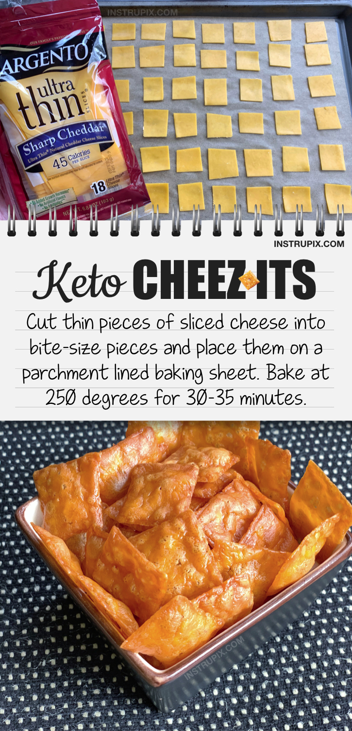 Looking for quick and easy keto snack ideas for on the go? These DIY Keto Cheez It Crackers are perfect to bring to work or school! Super crispy and yummy. Just ONE ingredient! A super simple low carb snack for diabetics and weight loss. Even kids love them! These low carb cheese crackers are perfect Keto snacks for beginners. #instrupix #ketosnacks Instrupix.com 