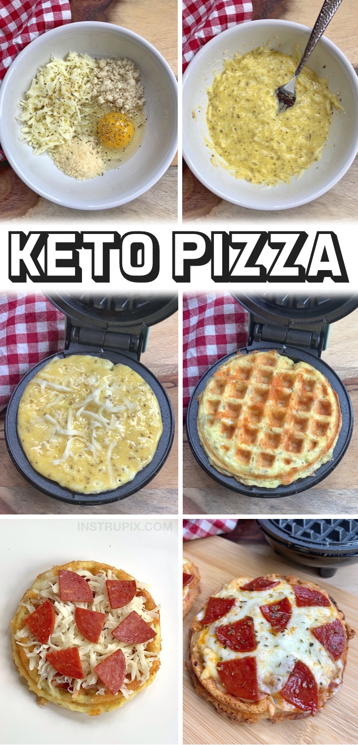 5 Minute Keto Pizzas Made With Almond Flour & Cheese - The BEST low carb pizza crust! These crispy pizza chaffles are so quick and easy to make thanks to almond flour and cheese. They seriously taste like the real thing! You will not be missing carbs with these mini low carb pizzas. This 