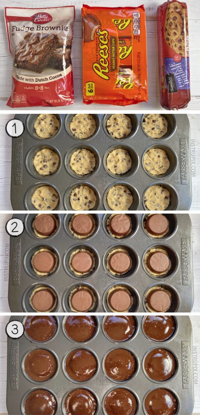 The BEST dessert, ever! Peanut Butter Cup Stuffed Cookie Brownies