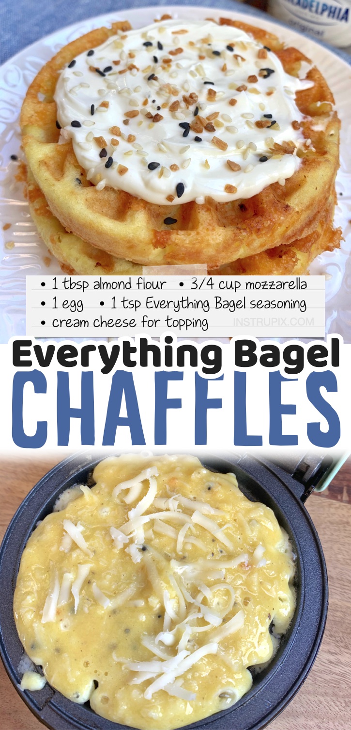 Everything Bagel Chaffles | An easy & delicious keto breakfast idea! If you're on a keto diet, you've got to invest in a mini waffle maker. Chaffles are a life saver. They make for the best breakfast or even low carb sandwich bread. I huge fan of both cream cheese and everything bagel seasoning, so I thought why not? Let's make 