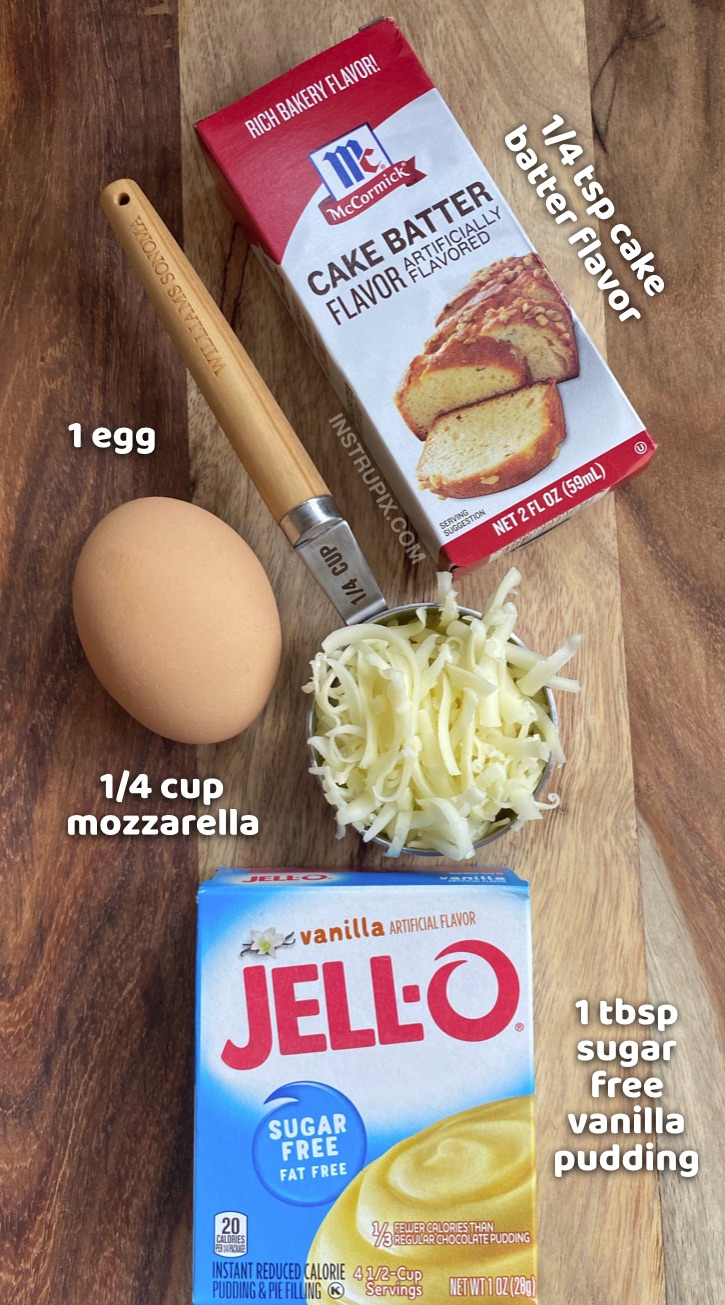 Looking for easy keto breakfast recipes for beginners? These are the BEST keto friendly and low carb sweet breakfast waffles-- new and improved! Made with just 4 ingredients in your mini waffle maker: an egg, mozzarella cheese, sugar free vanilla pudding mix and cake batter extract! The BEST keto and low carb breakfast recipe idea! Keto Chaffles from Instrupix.com