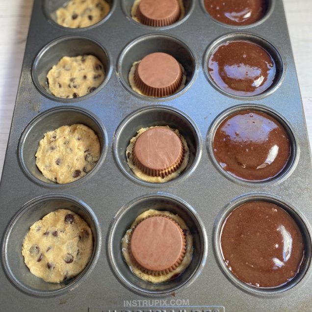 The BEST dessert, ever! Peanut Butter Cup Stuffed Cookie Brownies