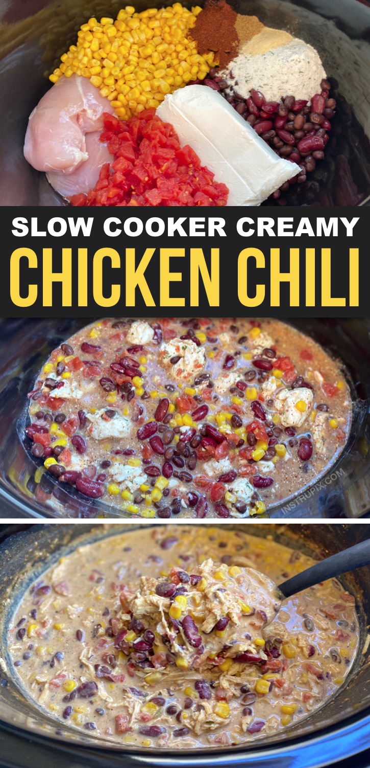 Slow Cooker Creamy Chicken Chili (Easy Crockpot Recipe For The Family!)