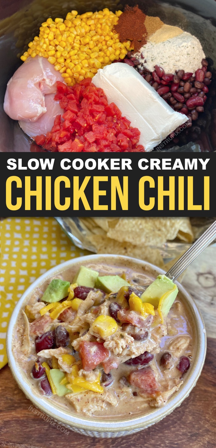 Slow Cooker Creamy Chicken Chili (Easy Crockpot Recipe For The Family!)