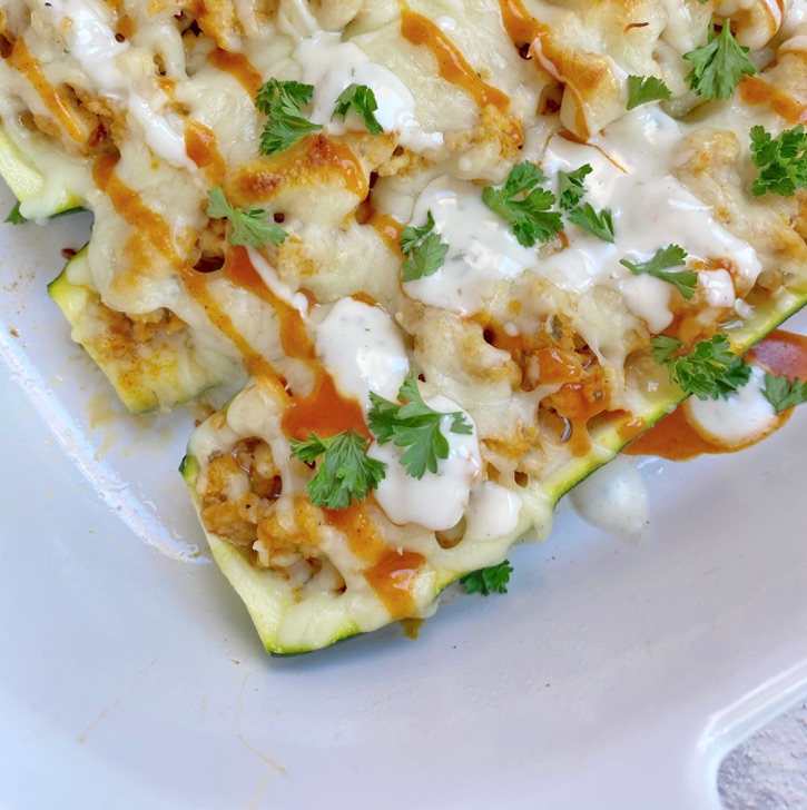 Buffalo Chicken Zucchini Boats (Easy, Healthy & Low Carb!)