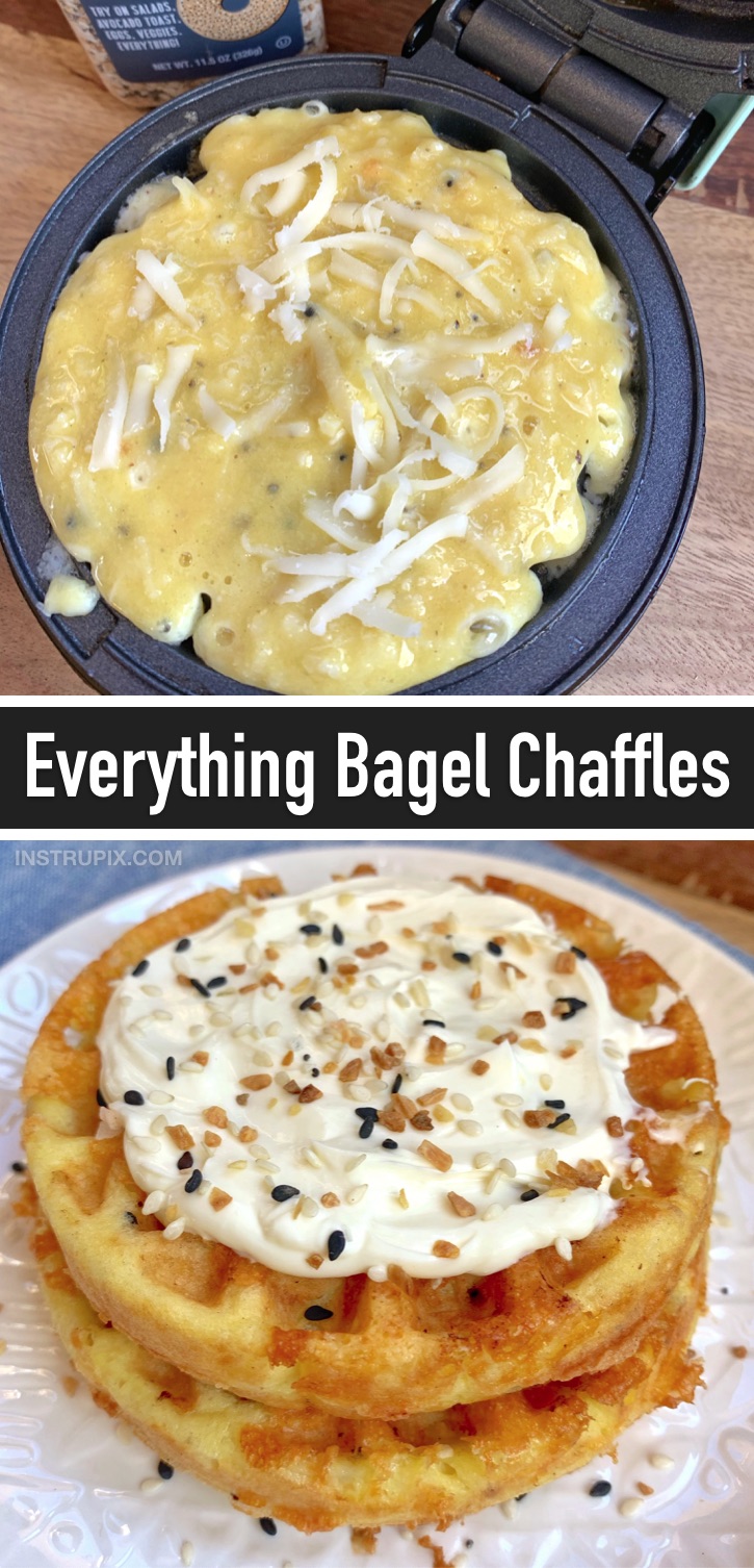 Keto Everything Bagel Chaffle Rezept - Bagels mit niedrigem Kohlenhydratgehalt, hergestellt in Ihrem Mini-Waffeleisen! Yum! Knusprig, herzhaft und lecker. (Die 10 besten Keto-Chaffle-Rezepte) #everythingbagel #keto