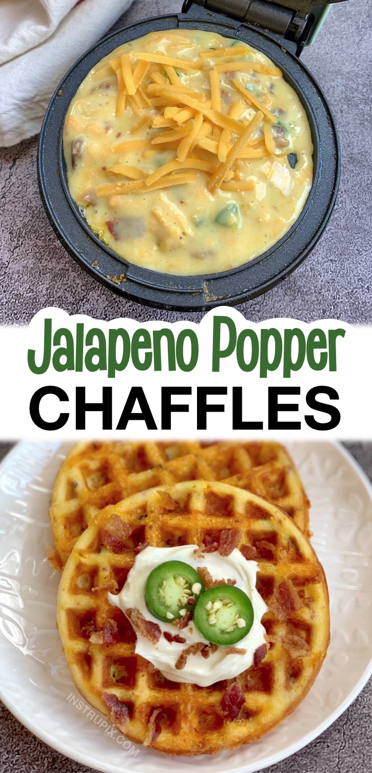 Jalapeno Popper Chaffles Made With Almond Flour & Cream Cheese -- Such a quick and easy low carb lunch or snack idea! Can also be used as keto sandwich bread. The 10 Best Keto Chaffles Recipes Made With Almond Flour