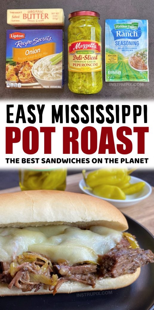 Slow Cooker Mississippi Pot Roast Sandwiches (Easy Crockpot Dinner Recipe!)