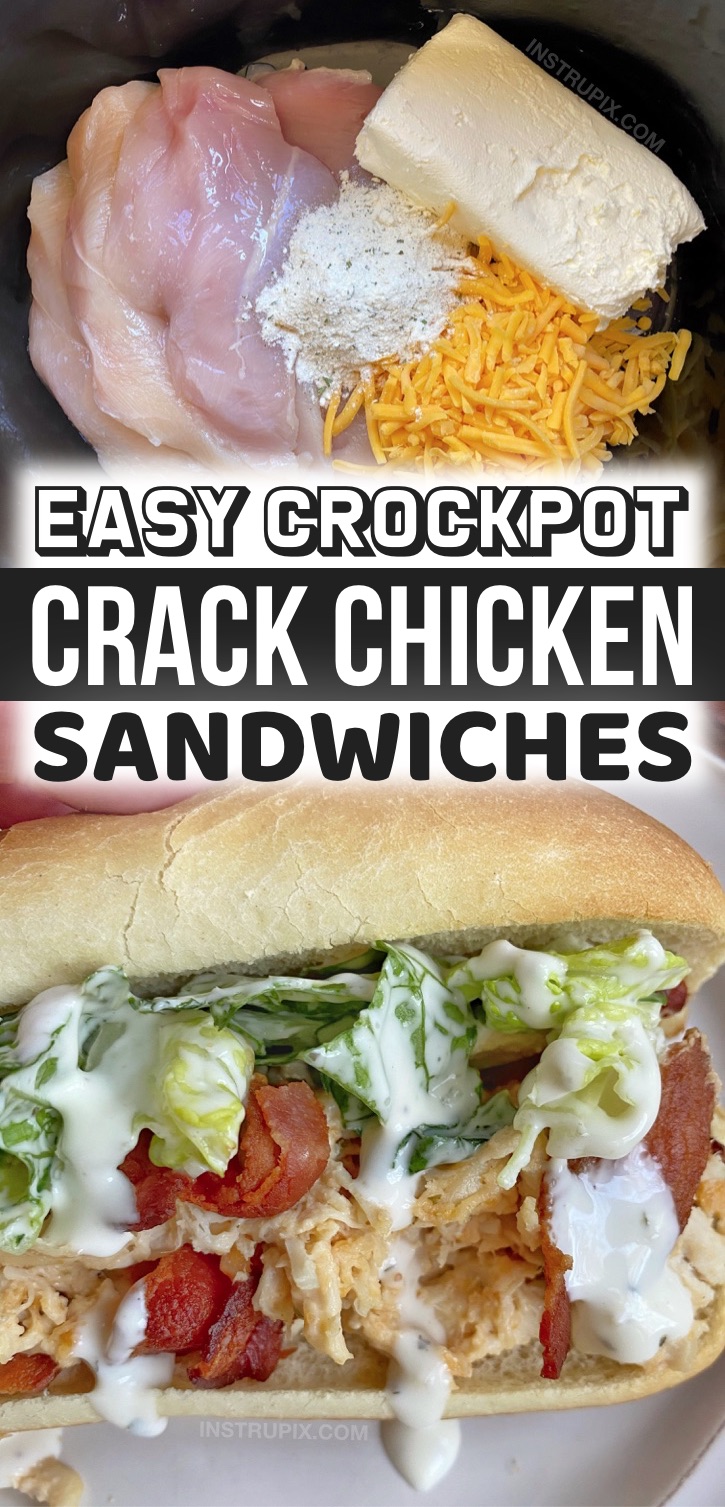 Crockpot Crack Chicken Sandwiches - You will not believe how yummy these crockpot shredded chicken sandwiches are! Plus they are super easy to make for a weekend lunch at home or busy weeknight dinners. My kids and husband love them! Such a simple and yummy recipe for your family. If you're looking for easy chicken dinner recipes, you've got to try this comforting meal. How can you go wrong with cheese, bacon and ranch? These sandwiches are so creamy, crunchy and delish. 