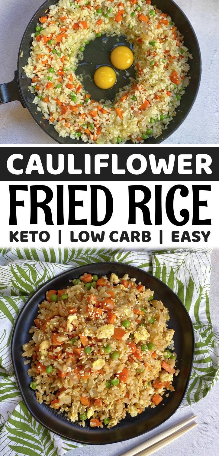 The Best Cauliflower Fried Rice (a low carb and keto friendly dinner recipe!) This low carb dinner idea is so quick and easy to make in just one pan with frozen cauliflower rice and just a few other simple ingredients. It's healthy, vegetarian, gluten free, clean eating and super yummy!