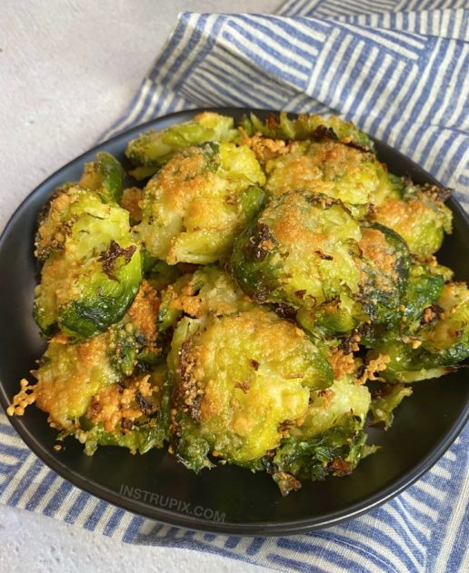Oven Roasted Smashed Brussels Sprouts (With Garlic & Parmesan Cheese)