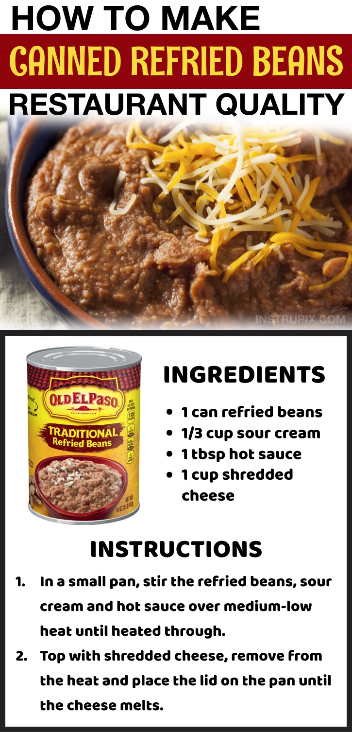 How to make canned refried beans better! Use this easy food hacks to make them taste like they came from a restaurant. Lots of life hacks here every girl should know!