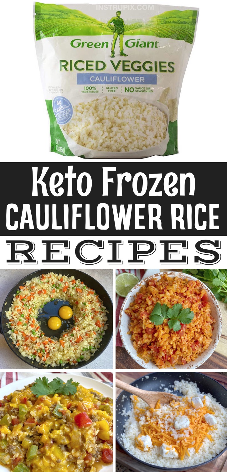 Easy Keto Recipes For Beginners | Frozen cauliflower rice is seriously the BEST quick and easy veggie to make! It pairs with just about anything and can even make last minute meals, skillets and casseroles. It's a great low carb replacement for rice! It makes for simple side dishes as well as dinners that are practically effortless. Here is a list of the best frozen cauliflower rice recipes, everything from spanish rice to fried rice. Yummy! Great recipes for beginners on a ketogenic diet.