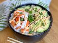 Easy Keto Sushi Bowls made with frozen cauliflower rice! A simple on the go lunch idea if you're on a low carb diet. Healthy full of fiber.