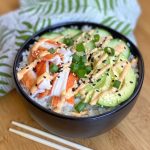 Easy Keto Sushi Bowls made with frozen cauliflower rice! A simple on the go lunch idea if you're on a low carb diet. Healthy full of fiber.