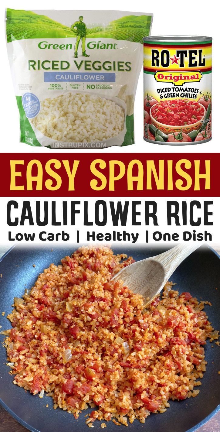 Easy Low Carb Side Dish Recipes | If you're looking for simple and healthy vegetable side dishes, this spanish cauliflower rice is so quick and easy to make with frozen rice! A family favorite side dish for any Mexican inspired meal. It's yummy, healthy, keto friendly and vegetarian.