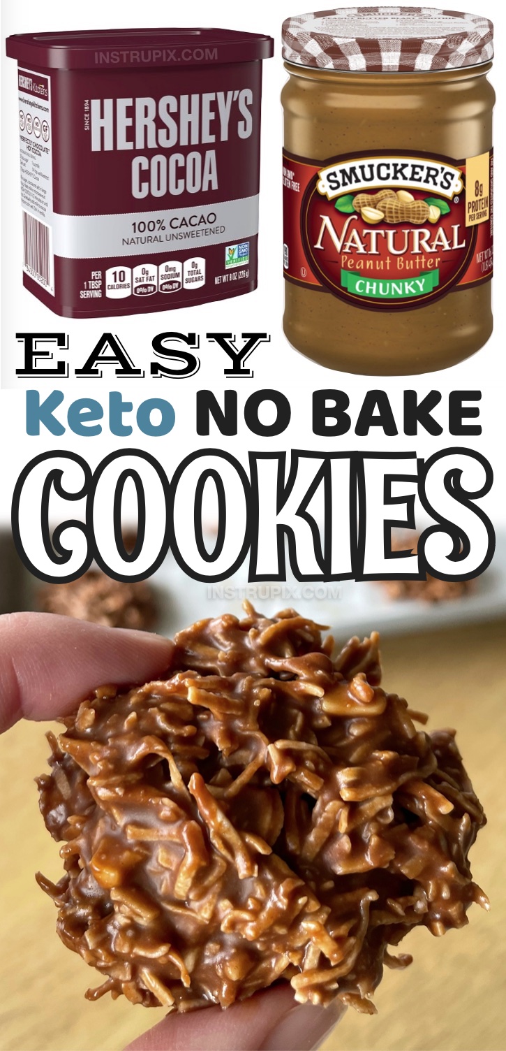 Easy No-Bake Keto Cookies (Made with coconut, peanut butter, and chocolate!) | If you're looking for quick and easy keto desert recipes, these amazing cookies are so simple to make with just a few ingredients. They are absolutely wonderful when you're craving something sweet but you're on a low carb diet! No baking required and super fast to make. 