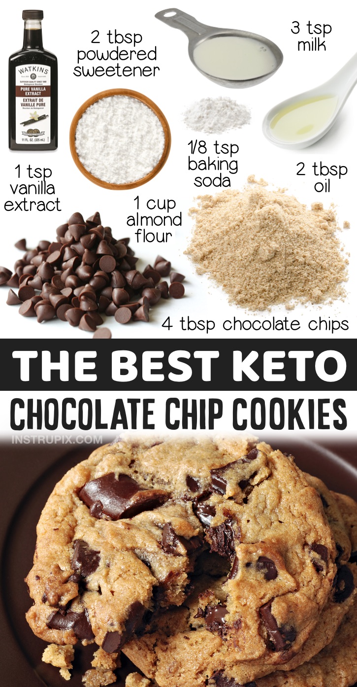 Easy Keto Chocolate Chip Cookies Made With Almond Flour | A really simple low carb dessert recipe! If you're looking for keto treats to make at home, these cookies are made with just a few simple ingredients that you probably already have in your pantry, and they don't taste low carb! The BEST keto chocolate chip cookies, ever! Even my kids love this recipe.