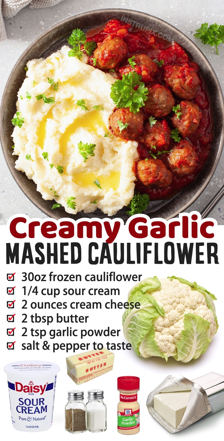 Just when you were starting to miss mashed potatoes on your keto diet! No worries, mashed cauliflower is just as good plus it's healthy and packed full of fiber. Even my picky family loves it! For this simple and cheap recipe you're just going to blend fresh or frozen cauliflower with cream cheese, butter, sour cream, garlic powder, and any other seasoning you'd like. Super easy to make in your food processor, and it lasts all week so it's great for meal prepping if you're on low carb diet. 