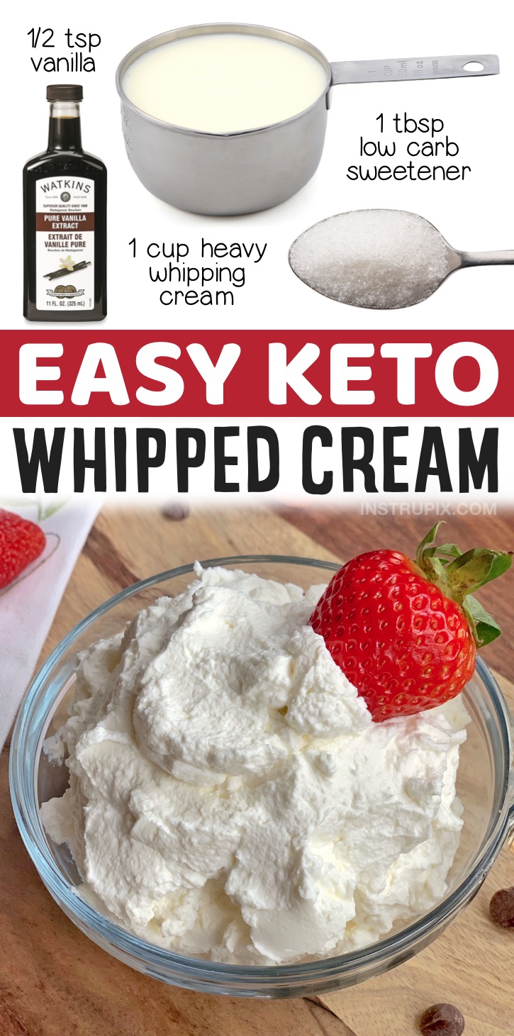 Keto Whipped Cream Recipe | 20 Must-Have Keto Dessert Recipes That Don't Taste Low Carb - Easy keto desserts are hard to come by, which is why I've put together this list of the best quick and easy keto desserts to make at home! Everything from 3 ingredient cookies to microwave mug cakes. If you're looking for easy keto sweet treats, these recipes are all made with just a few ingredients that you probably already have at home in your fridge and pantry.
