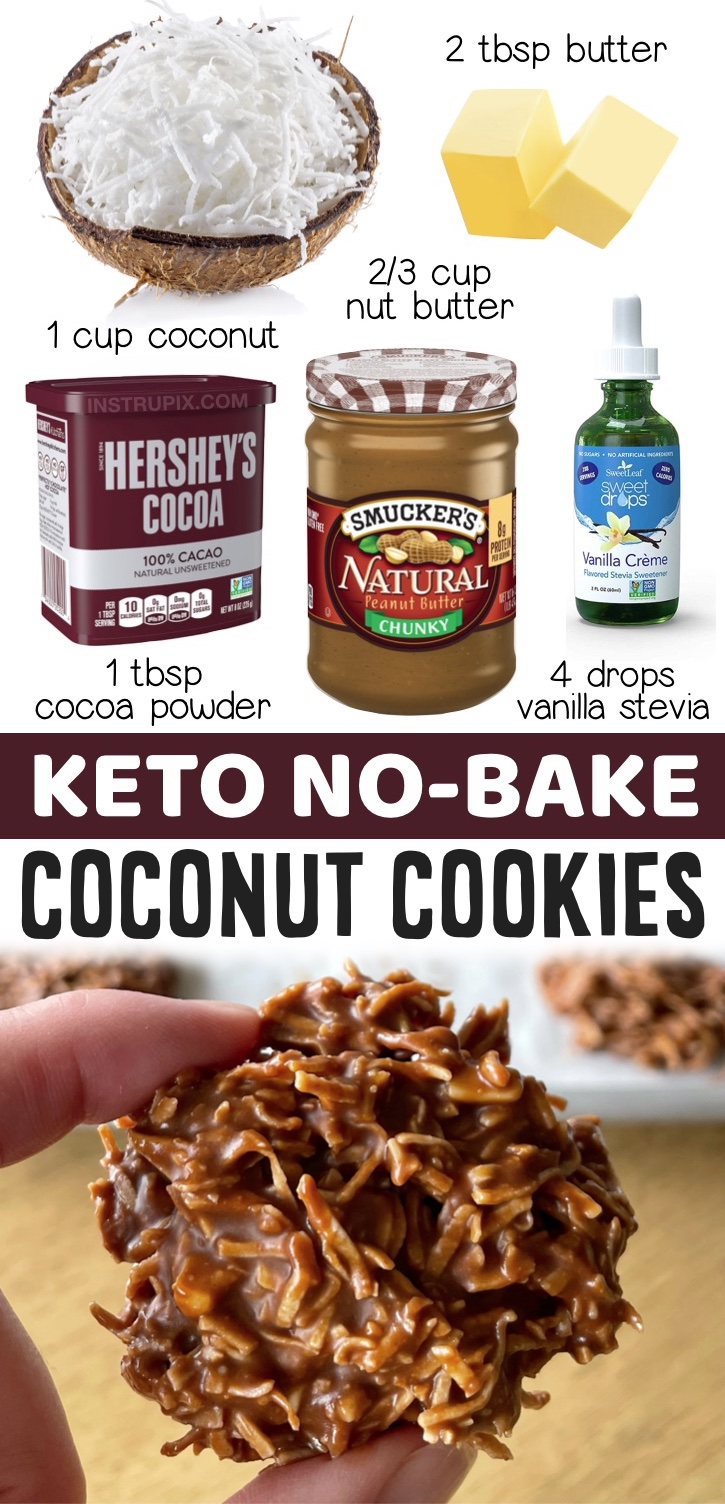 Super quick and easy keto desserts! The low carb chocolate peanut butter cookies require no baking and just a few simple ingredients. They are the best homemade keto treat! Great for last minute sugar cravings. I low the crunchy and chewy texture of these cookies. Just freeze and then refrigerate. 