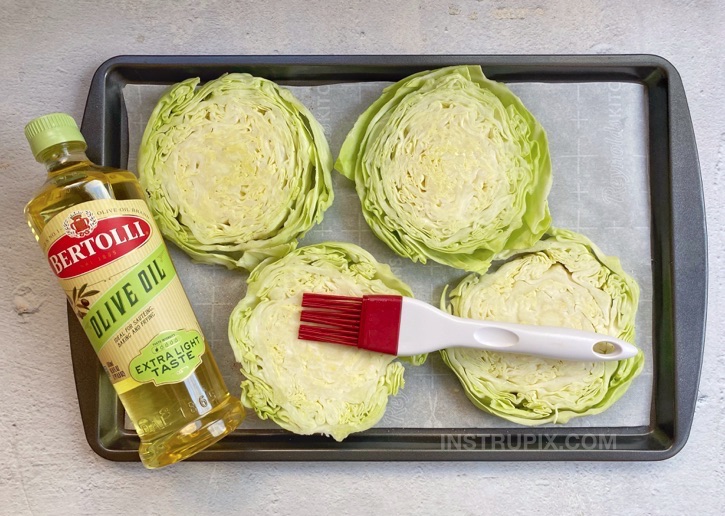 Oven Roasted Cabbage Steaks (made with olive oil, garlic powder and paprika)