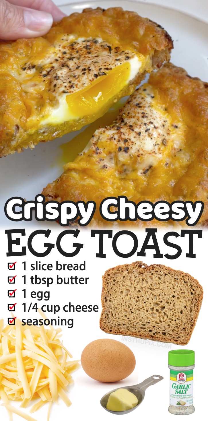 My kids favorite breakfast to make before school! Super quick and easy to make with just a few ingredients. If you're looking for fun and simple breakfast ideas for busy mornings, this cheesy egg toast is perfect for serving one person. My teenagers also like to make it as an after school snack because we almost always have the ingredients on hand. A healthy breakfast compared to the usual cereal or muffins! Especially if you serve it with avocado. Super yummy and crispy!