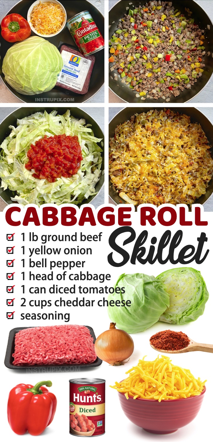 If you’re looking for low carb and healthy dinner recipes that your entire family will love, you’ve got to try this amazing cabbage and ground beef skillet all tossed together in just one pan. A super quick and easy dinner recipe for busy weeknight meals. It's super cheap to make with just a few basic ingredients including ground beef, cabbage, cheddar cheese, bell pepper, onion, and seasoning. You can optionally serve with rice for the kids or anyone who isn't on a low carb or keto diet. 