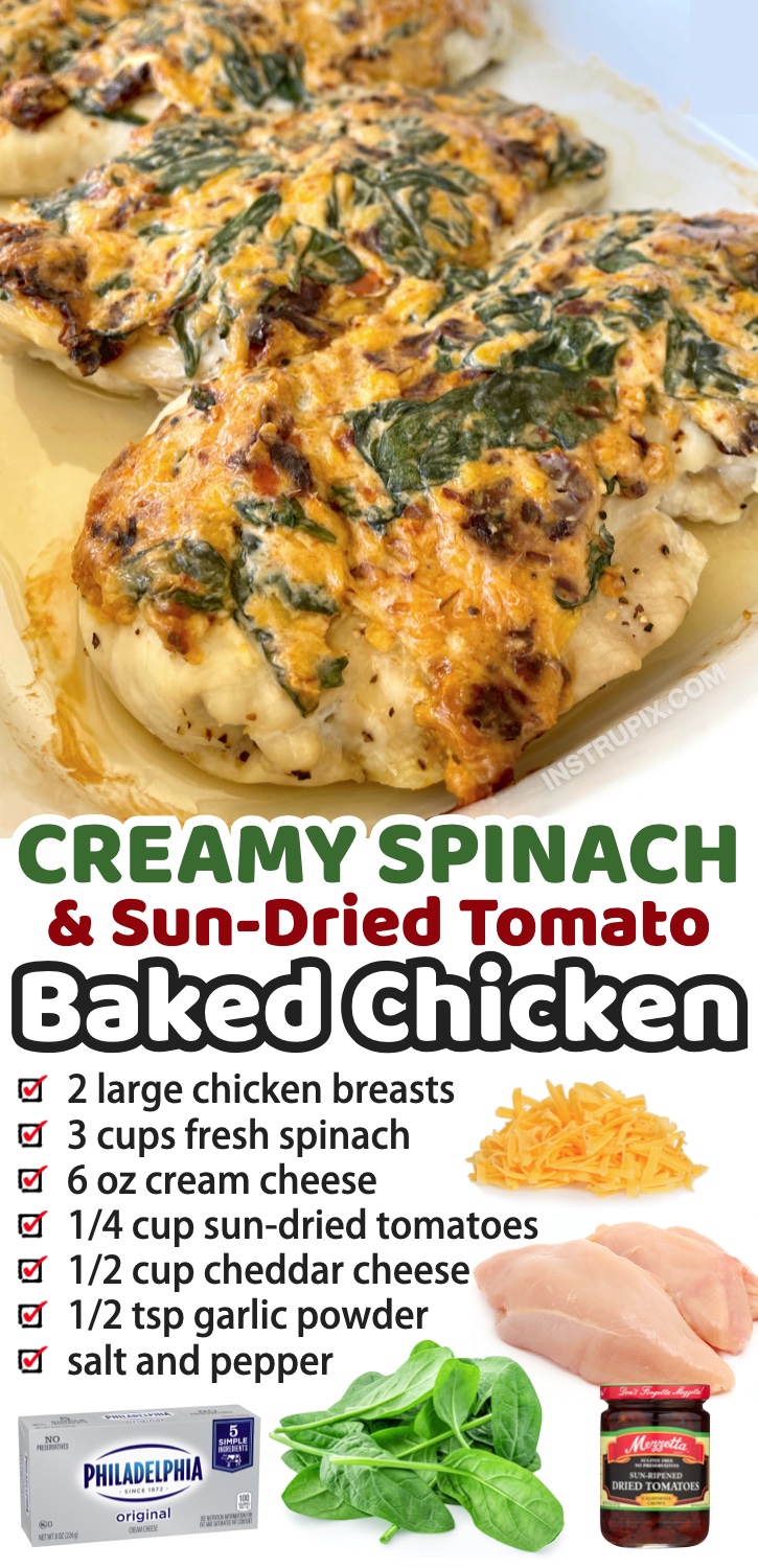 A quick, easy, low carb and keto friendly dinner recipe! Chicken is by far the most favored meal in my house, but honestly, baking chicken breasts in the oven has never been my preferred way of cooking it. Until now! Thanks to cream cheese and the many ways of flavoring it, oven baked chicken has become my staple on busy weeknights. Even my picky family loves this healthy recipe! You can serve this savory chicken with a side of pasta or rice for the kids or anyone not following a low carb diet.