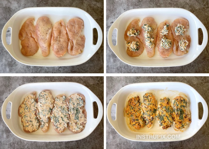 Creamy Spinach & Sun-Dried Tomato Baked Chicken Breasts (A super quick and easy low carb dinner recipe for your family!)