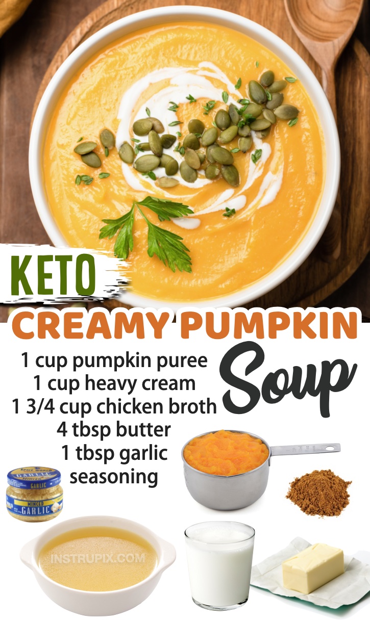 Keto Creamy Pumpkin Soup | Some serious comfort food during the cold winter months! Yes, you can enjoy delicious food on a keto diet. These low carb soup recipes are all quick and easy to make on your stove top or in your crockpot.