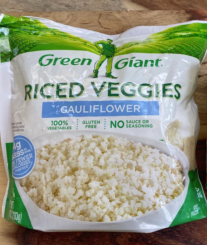 Frozen cauliflower rice. The easiest healthy and low carb side dish!