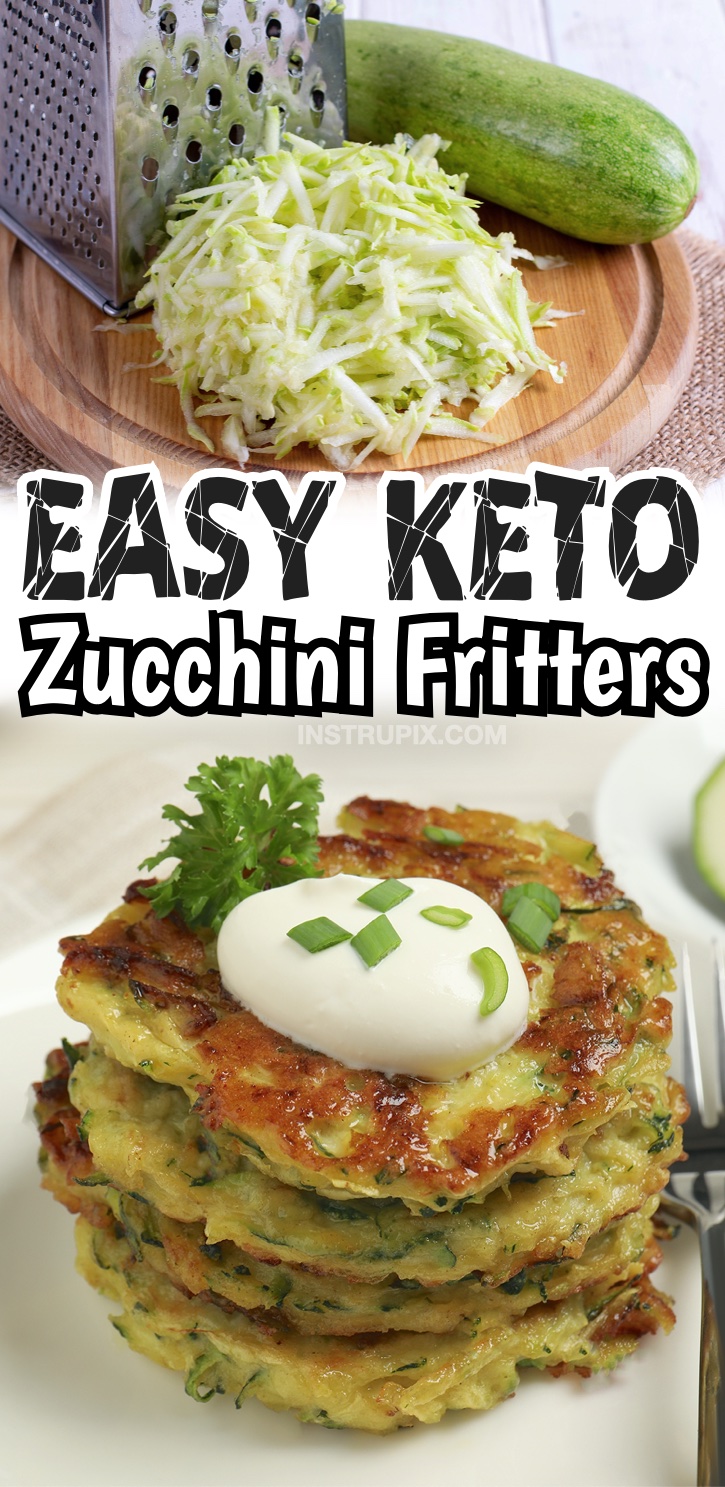 Healthy Keto Recipes | The BEST low carb zucchini fritters! Super quick and easy to make with just almond flour, eggs, parmesan cheese, and garlic salt. These keto fritters are wonderful as a snack or even a healthy and vegetarian meal for lunch for dinner. 
