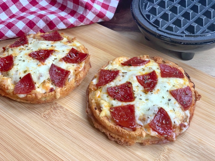 Mini Keto Waffle Maker Pizzas (Made with almond flour and mozzarella cheese!)