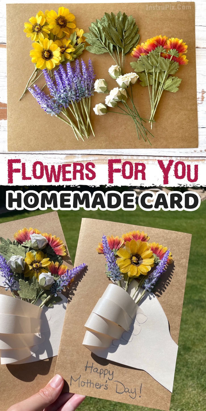 Easy DIY Flower Card Idea for Mother's Day | This easy spring time project is so simple to make and will make mom feel so special! If you're looking for easy handmade gifts to make for mom or grandma, this flower bouquet card is just perfect for any occasion. We made them for Mother's Day, but they are fitting for birthdays and other holidays, too. 
