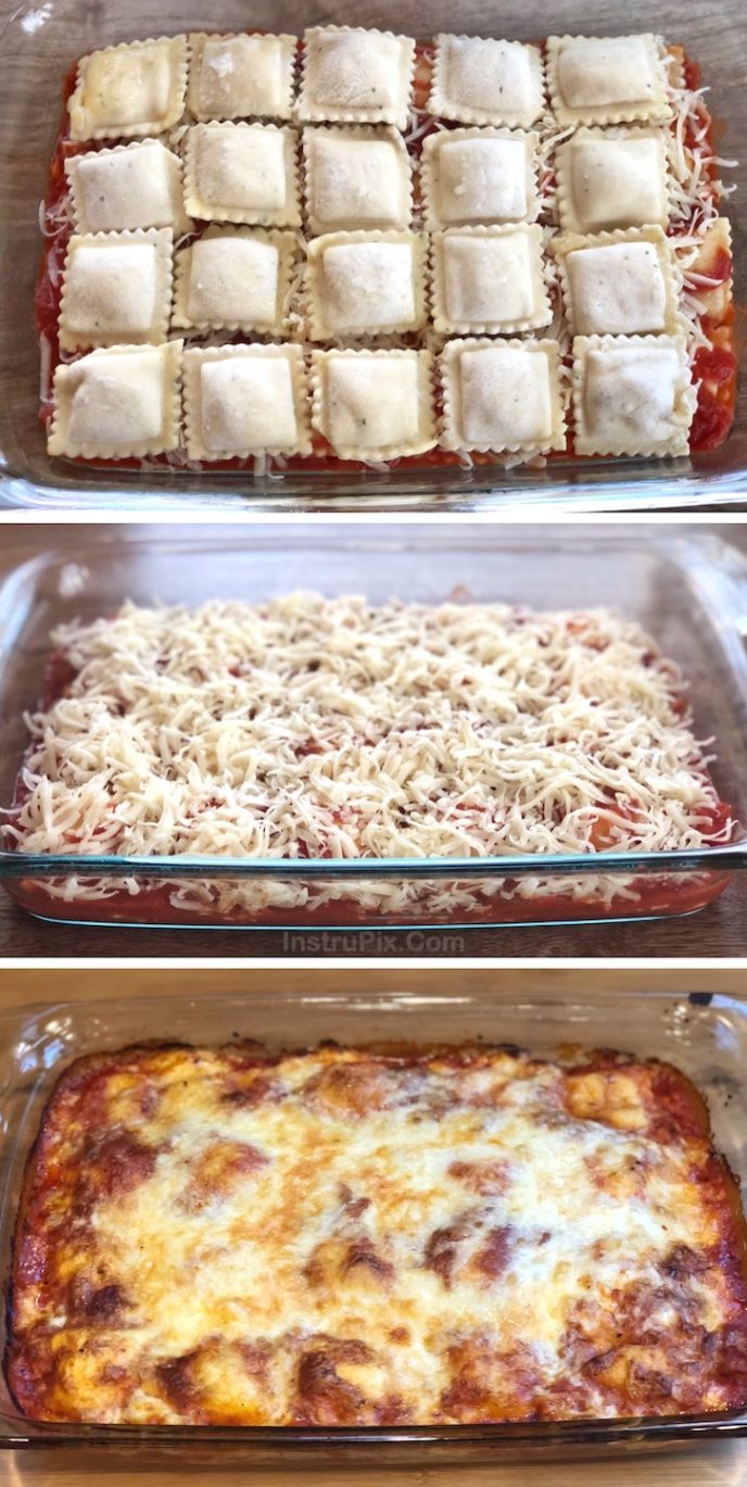 Cheesy Baked Ravioli Casserole (Lazy Lasagna)
