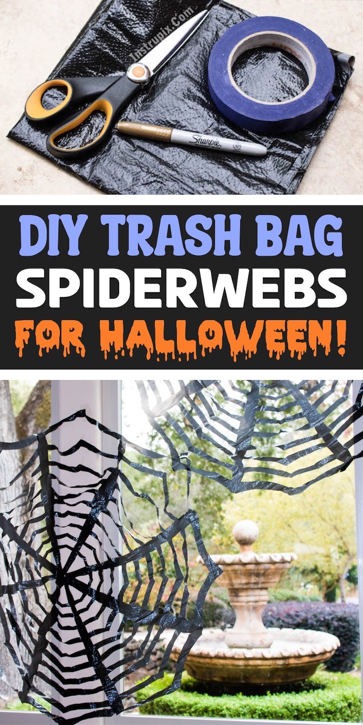 DIY Tutorial on How to Make Creepy Spiderwebs for Halloween out of TRASH BAGS! A cheap and easy homemade decoration for the spooky month of October. 