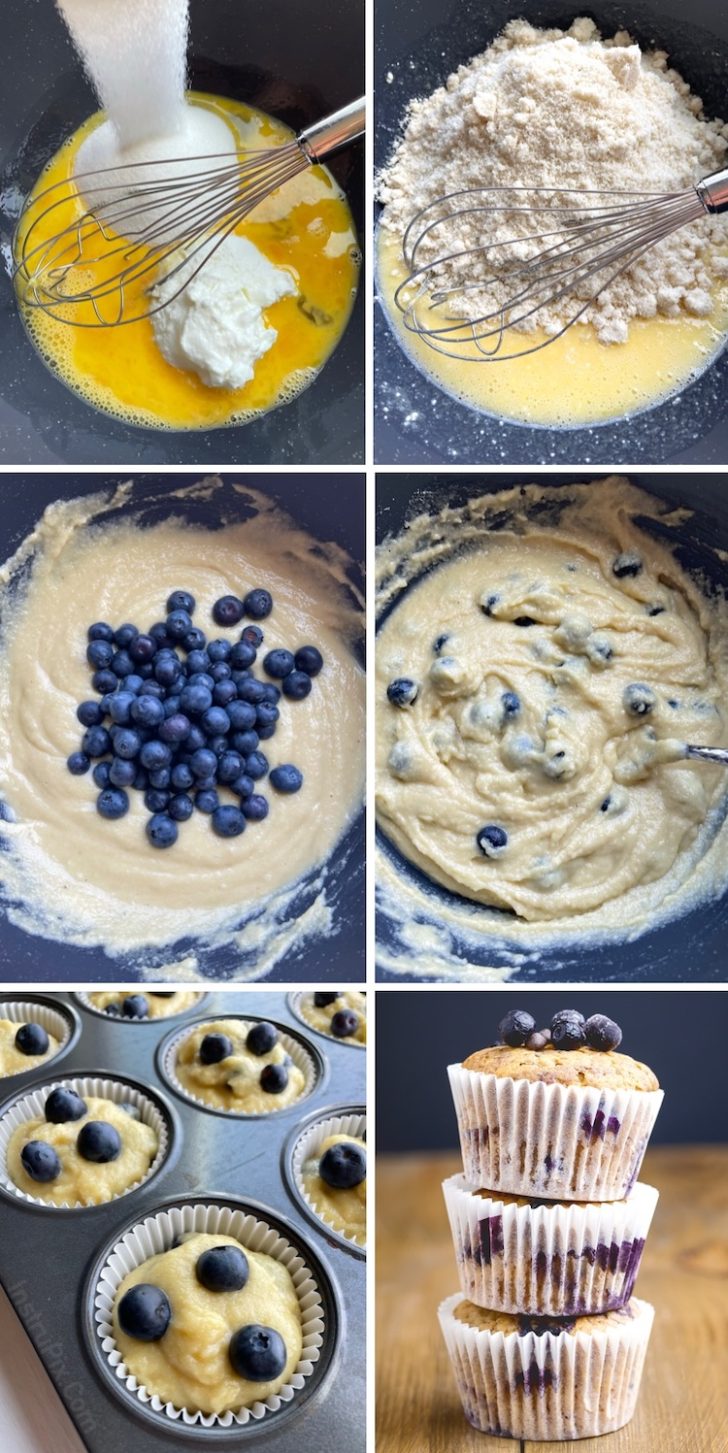 Low Carb Greek Yogurt Blueberry Muffins Made With Almond Flour