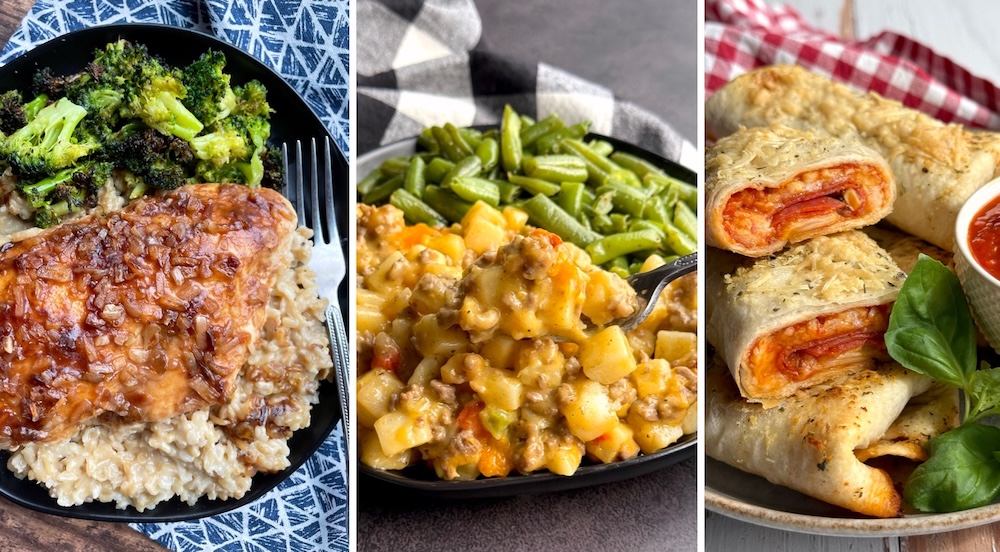 List of simple dinner recipes to make for your picky eaters with lots of photos and lists of ingredients to complete to dinner menu for busy weeknights.