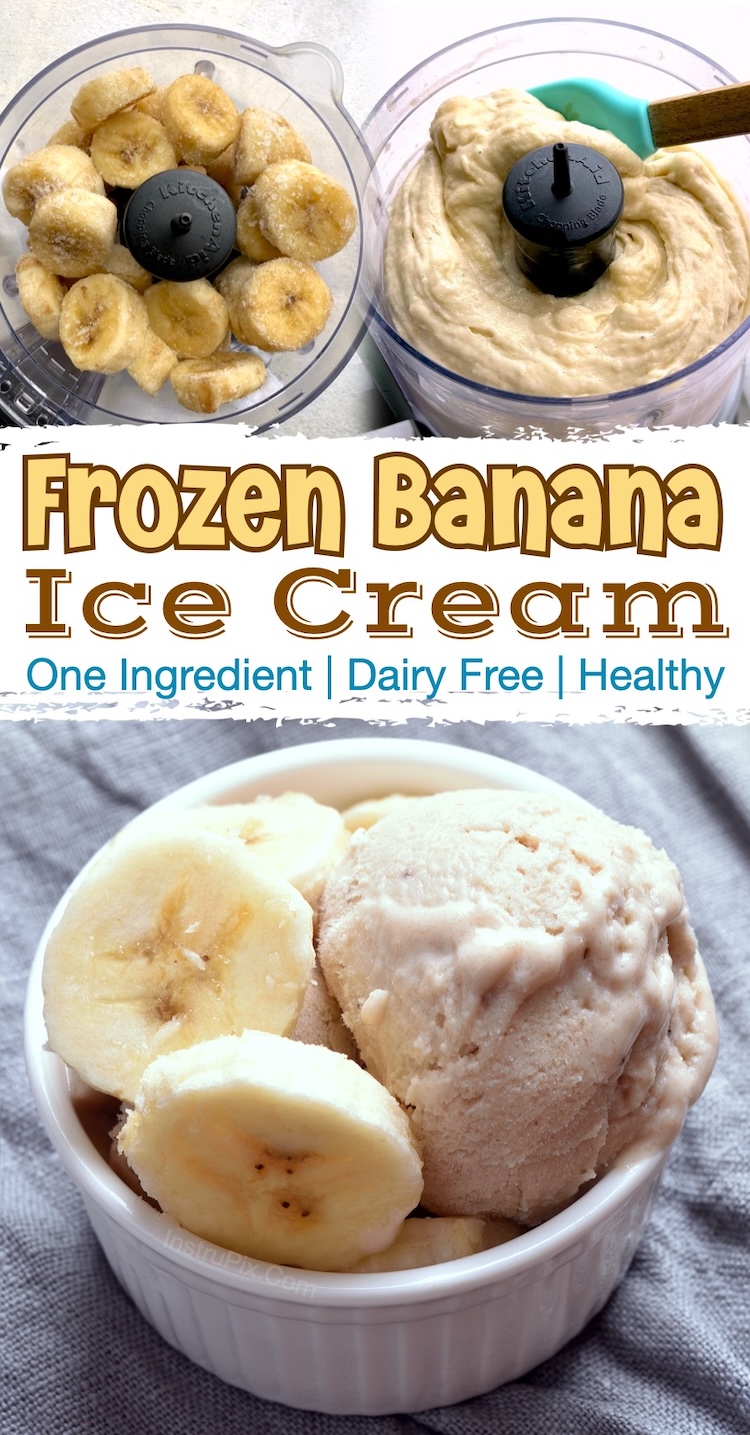If you're looking for healthy snacks or treats to make for your kids, you're going to love this quick and easy way of making ice cream in your blender with just frozen sliced bananas. You can also optionally flavor it however you'd like with peanut butter, cocoa powder, strawberries, etc. It's naturally dairy free with no added sugar! Plus bananas are a cheap fruit that can be enjoyed in so many ways. 