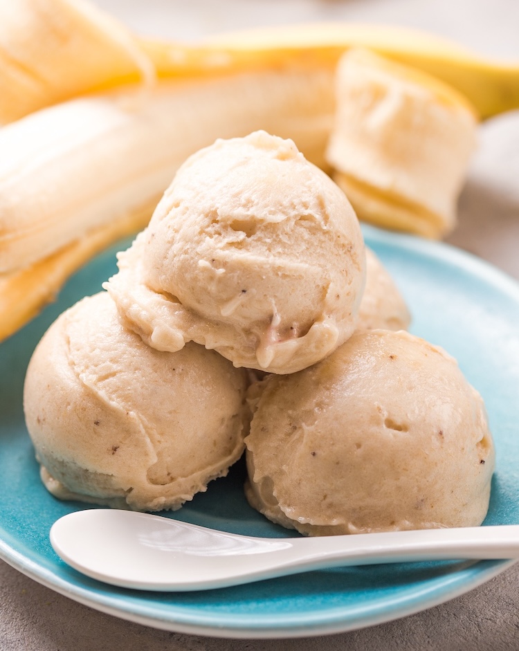 Frozen banana ice cream is a healthy treat made with just frozen fruit. No added sugar or other ingredients, making for a clean eating dessert your kids will love.