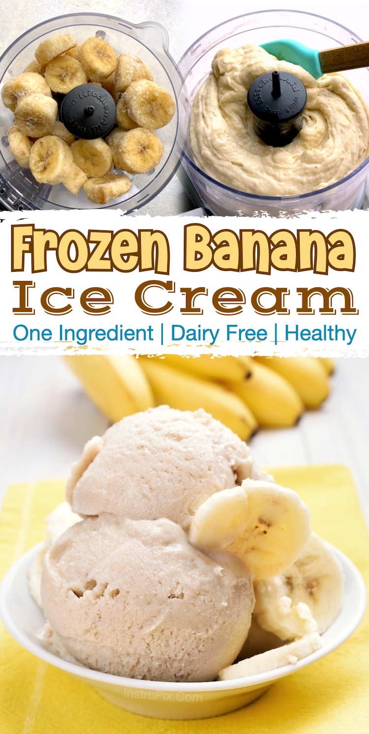 How to make non diary ice cream with frozen bananas in a blender or food processor. This healthy treat is packed full of nutrients and yet approved by the pickiest of kids. Nice cream is a popular and trending way to make creamy ice cream with just fruit that can be customized with all kinds of flavoring additions. 
