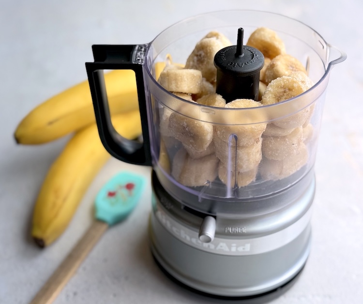 Easy way to make healthy ice cram with frozen bananas and any of your favorite mix ins. 